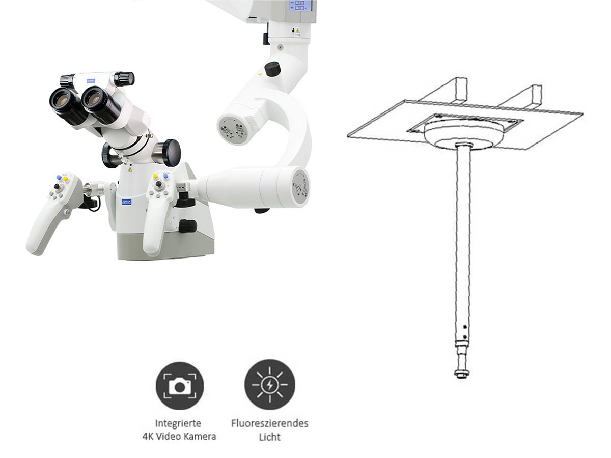 Mikroskop OMS3000 ElektroMag Plus inkl. 4K Kamera, Fluorescent Module, Deckenhalterung