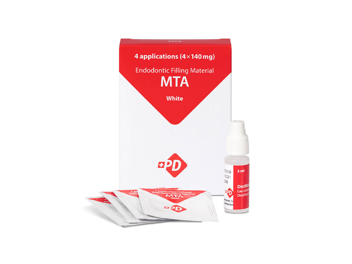 PD MTA weiß, für 4 Anwendungen - 4 Tütchen mit je 140 mg + 3 ml reines Wasser