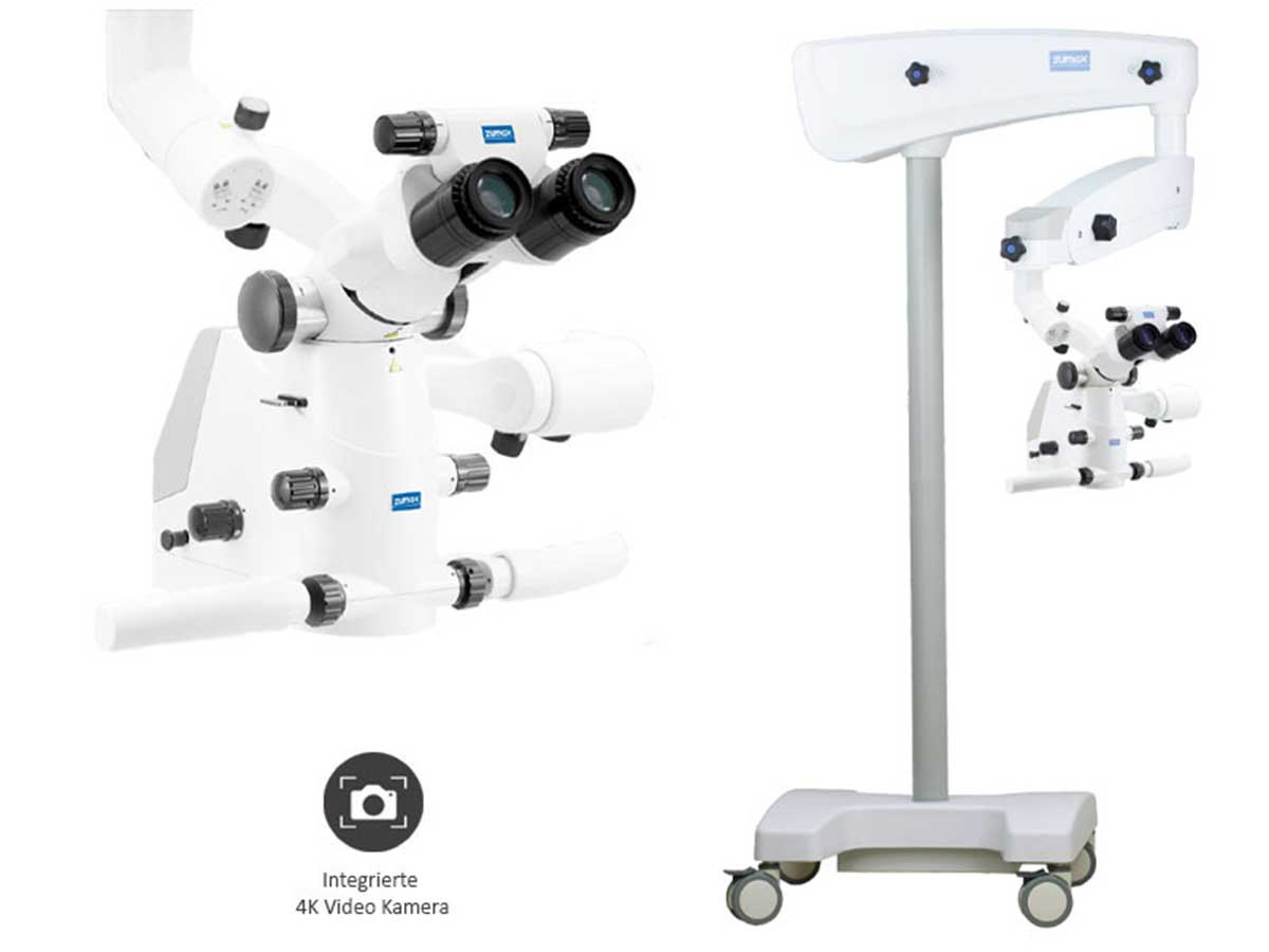 Mikroskop Komfort-Zoom (OMS2380 R2) mit 4K Video Kamera, 1000 mm zweiter Arm - Rollenstativ