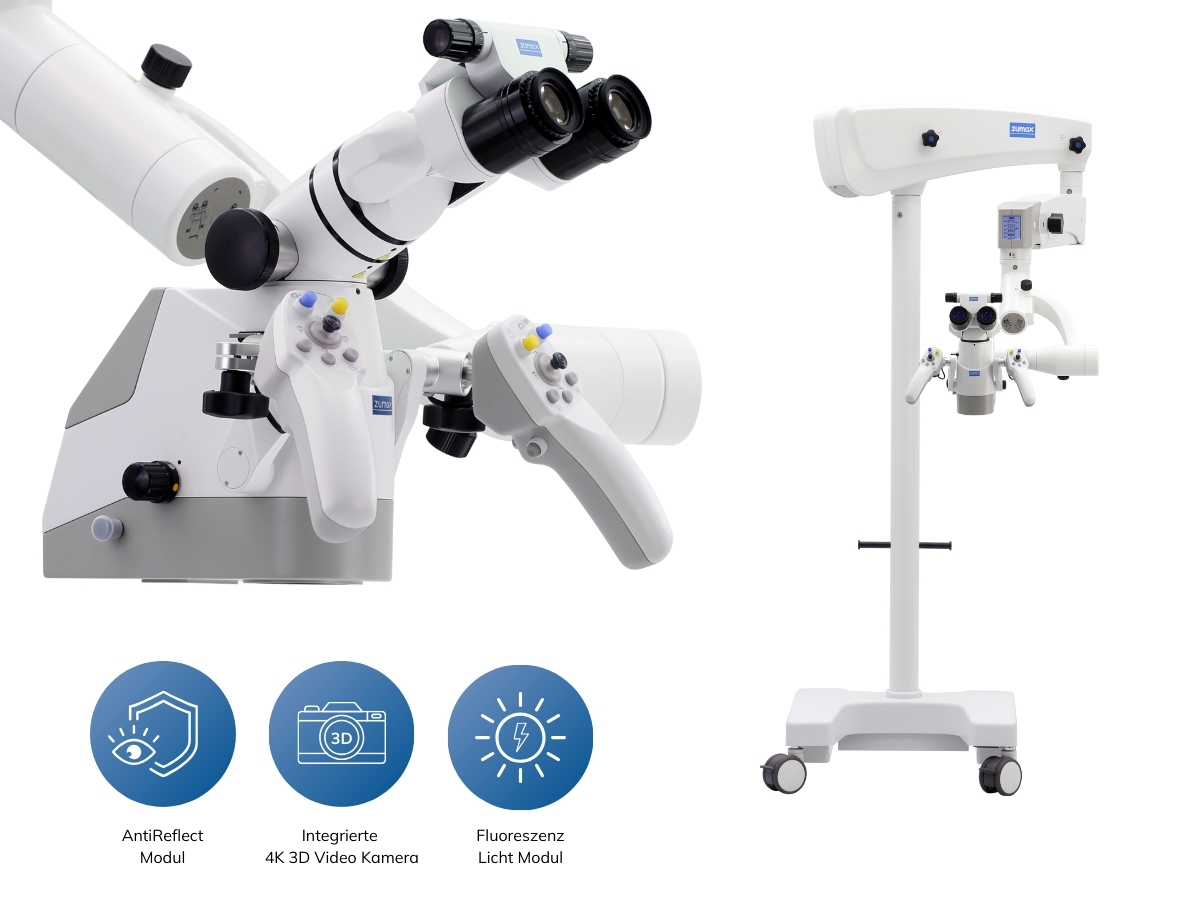 Mikroskop ElektroMag Pro (OMS3200 PRO) inkl. 4K 3D Video Kamera, Anti Reflect Modul, Fluoreszenz Modul - Rollenstativ